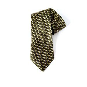 Barneys New York Silk Tie Geometric Brown Yellow